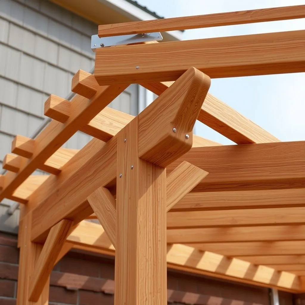 construction pergola bois adossée